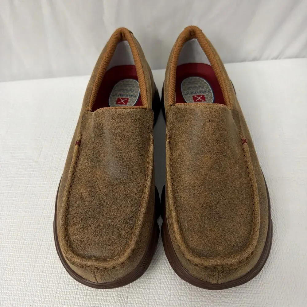 Twisted X Shoes Mens Size 7 M Crossover Slip On EVA Bomber Casual Brown Leather
